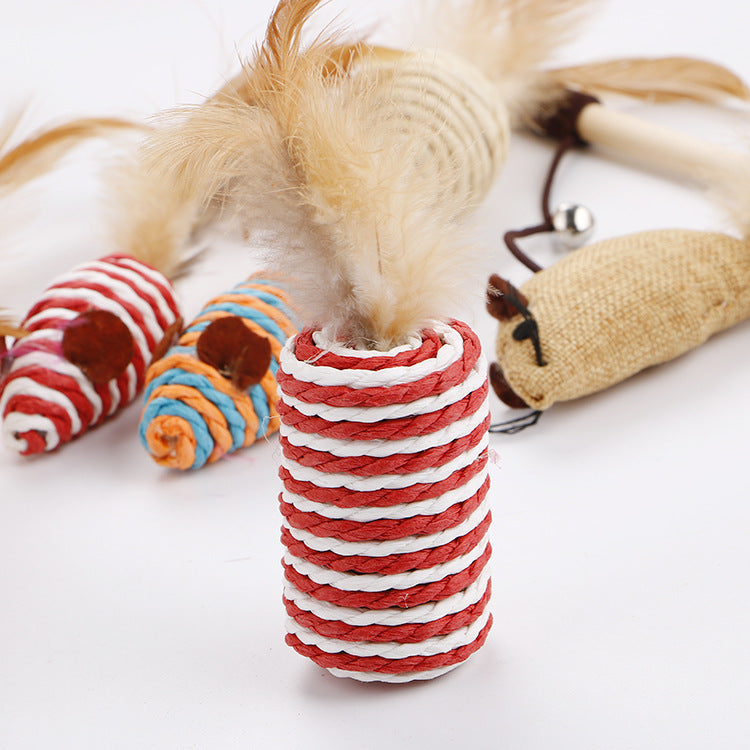 KFX-0607165 Interactive Toy Set with Feather Teasing Bell and Stick for Engaging Playtime Activities