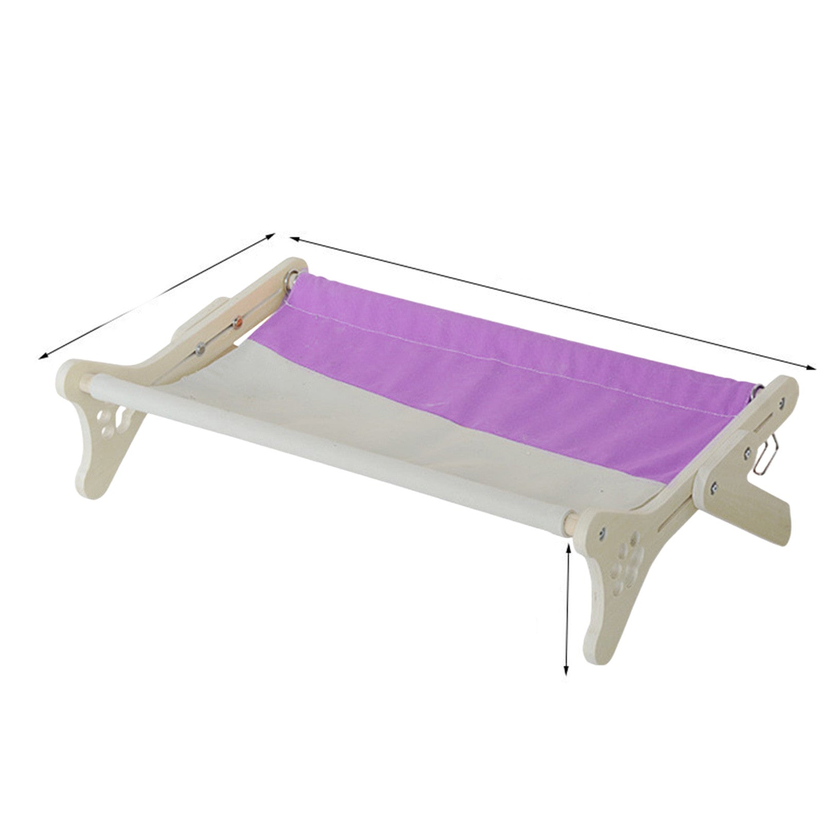 KFX-0610365 Solid Wood One-Piece Cat Hanging Bed for Windowsill Sunbathing 58x37x16cm