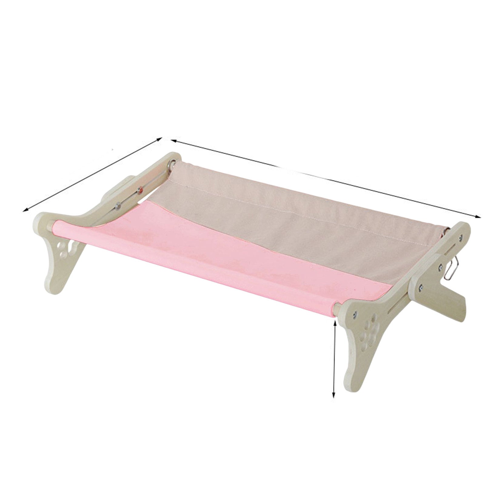 KFX-0610365 Solid Wood One-Piece Cat Hanging Bed for Windowsill Sunbathing 58x37x16cm