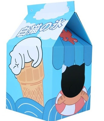 KFX-0612285 Milk Carton Cat Scratcher Toy - High-Density Corrugated Paper, Multiple Flavors