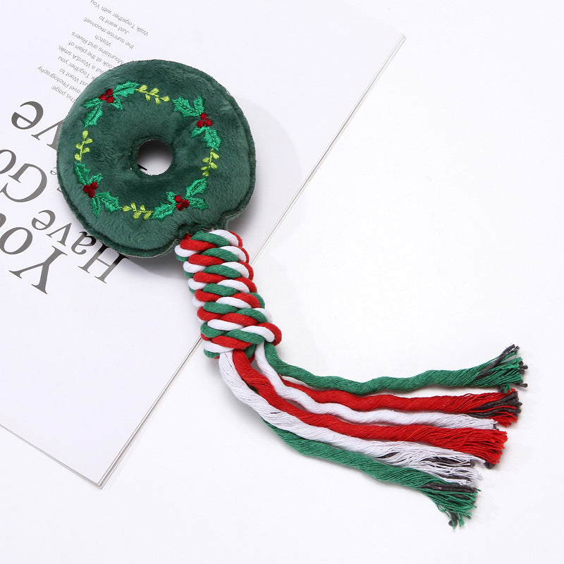 KFX-0613565 Christmas-Themed Cartoon Dog Training and Tooth Cleaning Bite Toy, Durable and Bite Resistant