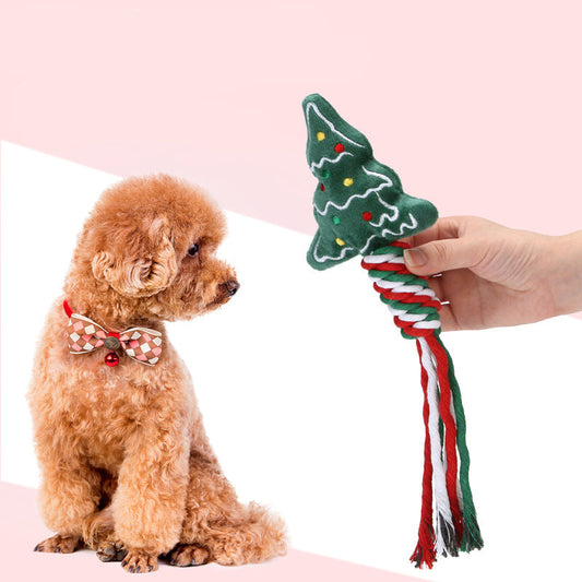 KFX-0613565 Christmas-Themed Cartoon Dog Training and Tooth Cleaning Bite Toy, Durable and Bite Resistant