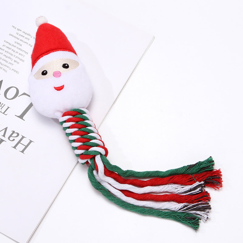 KFX-0613565 Christmas-Themed Cartoon Dog Training and Tooth Cleaning Bite Toy, Durable and Bite Resistant