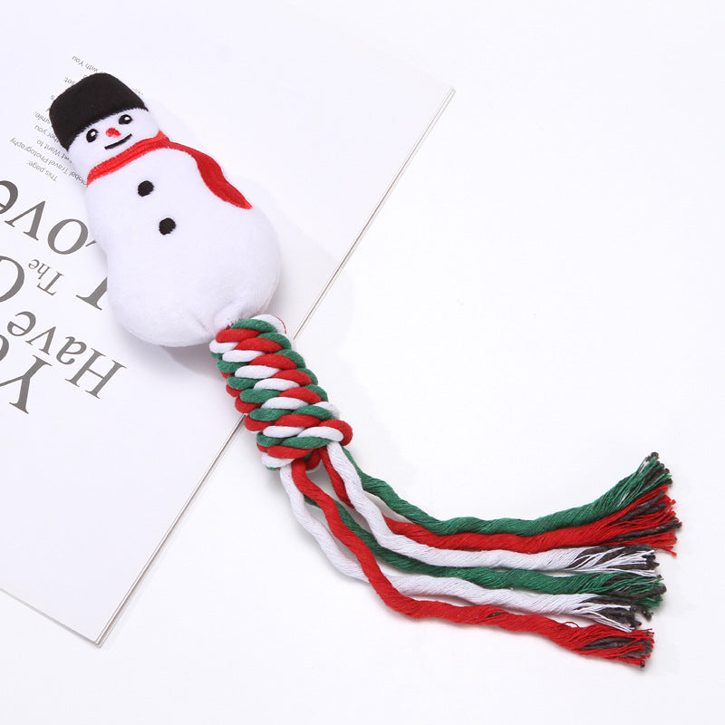 KFX-0613565 Christmas-Themed Cartoon Dog Training and Tooth Cleaning Bite Toy, Durable and Bite Resistant