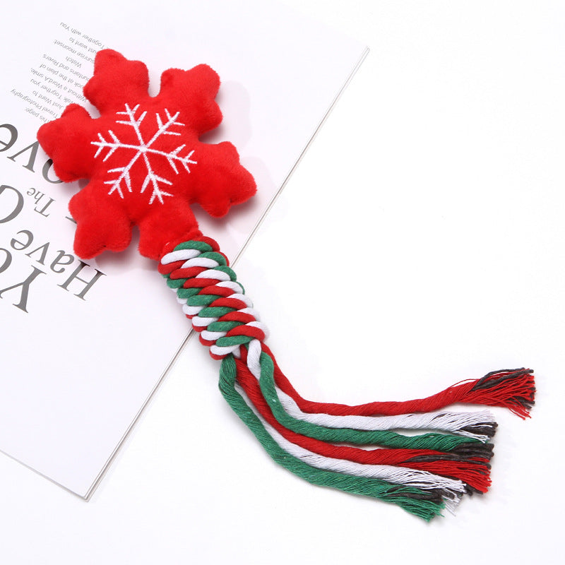 KFX-0613565 Christmas-Themed Cartoon Dog Training and Tooth Cleaning Bite Toy, Durable and Bite Resistant