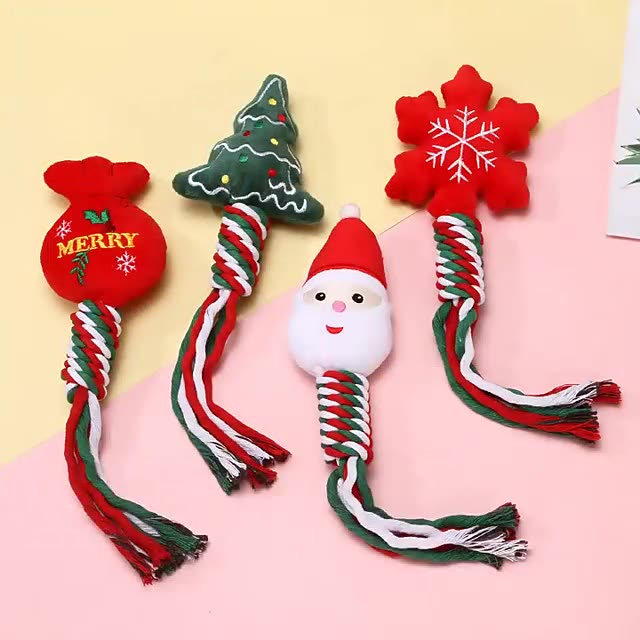 KFX-0613565 Christmas-Themed Cartoon Dog Training and Tooth Cleaning Bite Toy, Durable and Bite Resistant