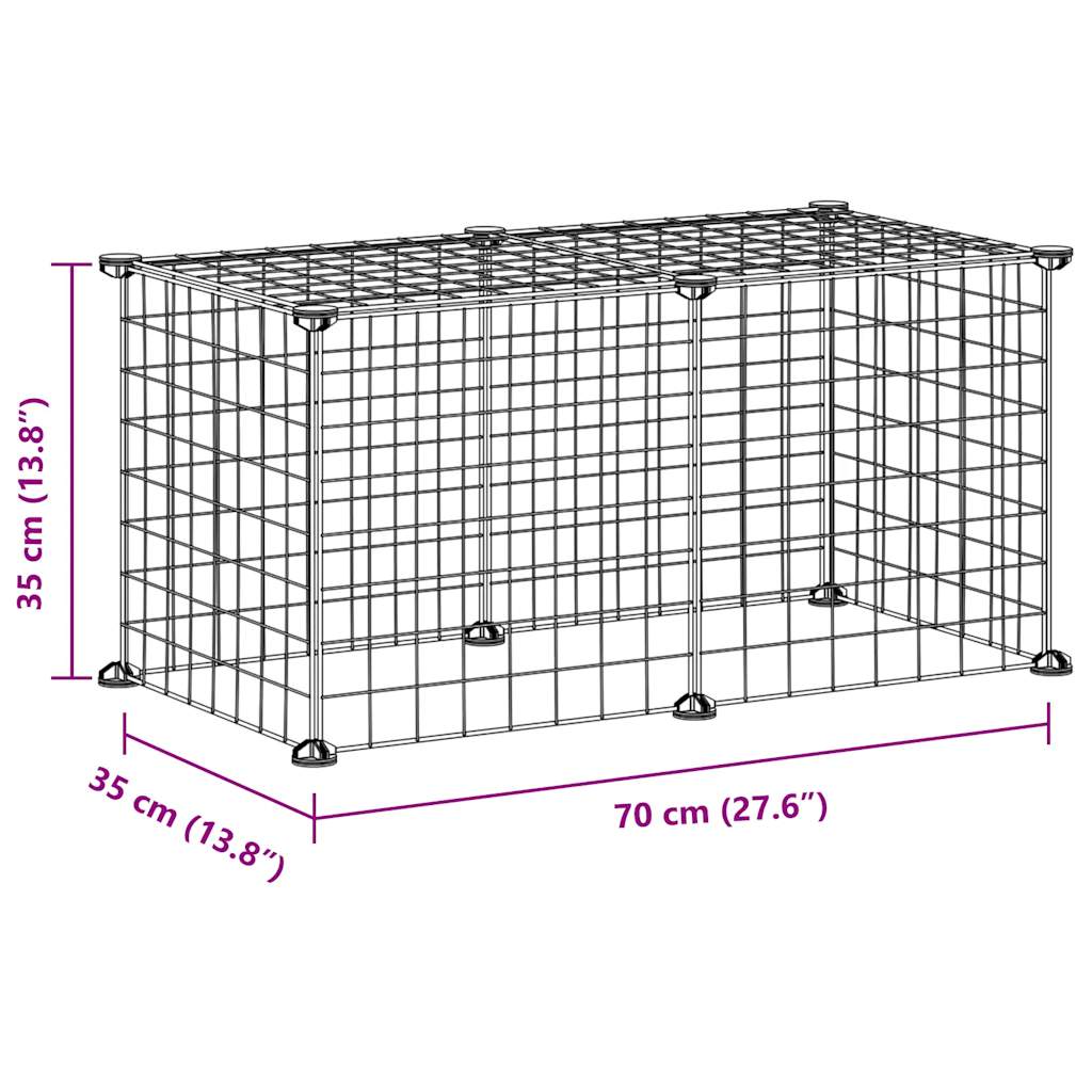 KFX-0613693 Spacious 8-Piece Black Pet Cage Set with Door for Training and Play