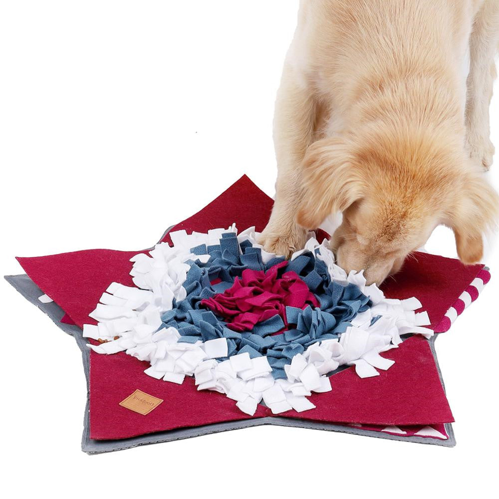 KFX-0613949 Pet Slow Feeding Training Mat - 28"x28" Red Felt & Wool Dog Bashing Pad for Stress Relief and Digestion