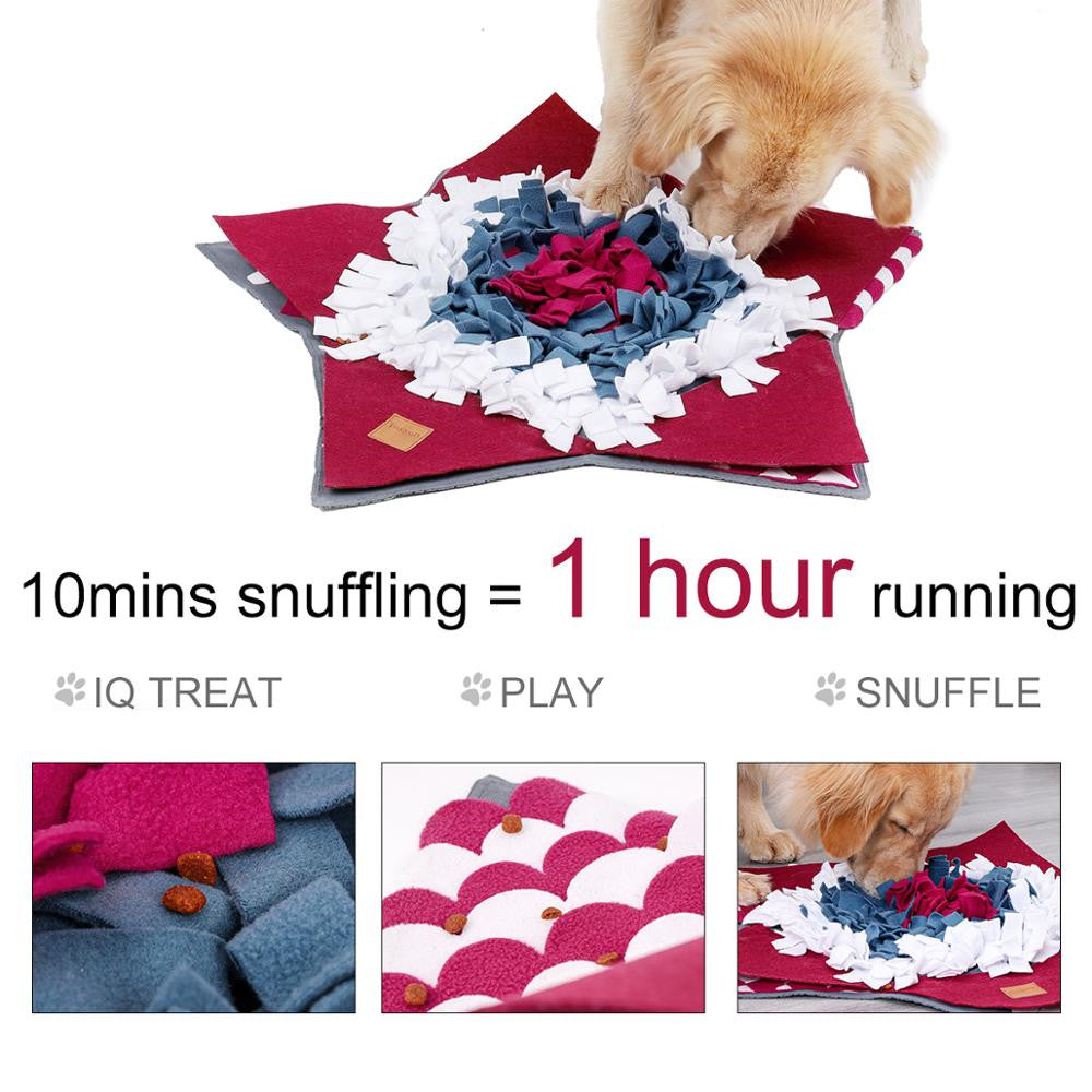 KFX-0613949 Pet Slow Feeding Training Mat - 28"x28" Red Felt & Wool Dog Bashing Pad for Stress Relief and Digestion