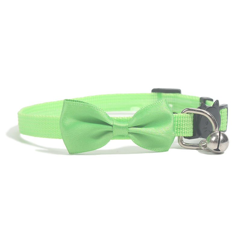 KFX-0614333 Adjustable Multi-Color Striped Nylon Bow Collar with Bell for Cats