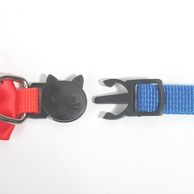 KFX-0614333 Adjustable Multi-Color Striped Nylon Bow Collar with Bell for Cats