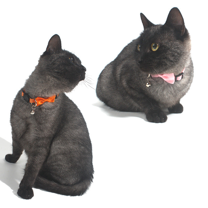 KFX-0614333 Adjustable Multi-Color Striped Nylon Bow Collar with Bell for Cats