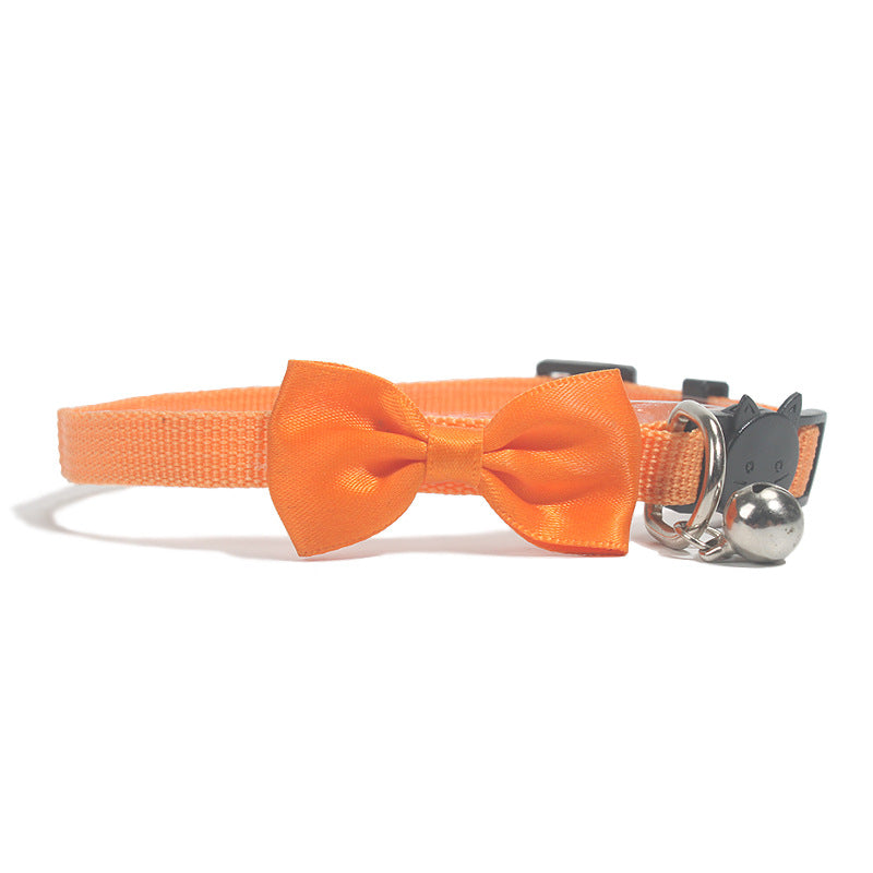 KFX-0614333 Adjustable Multi-Color Striped Nylon Bow Collar with Bell for Cats