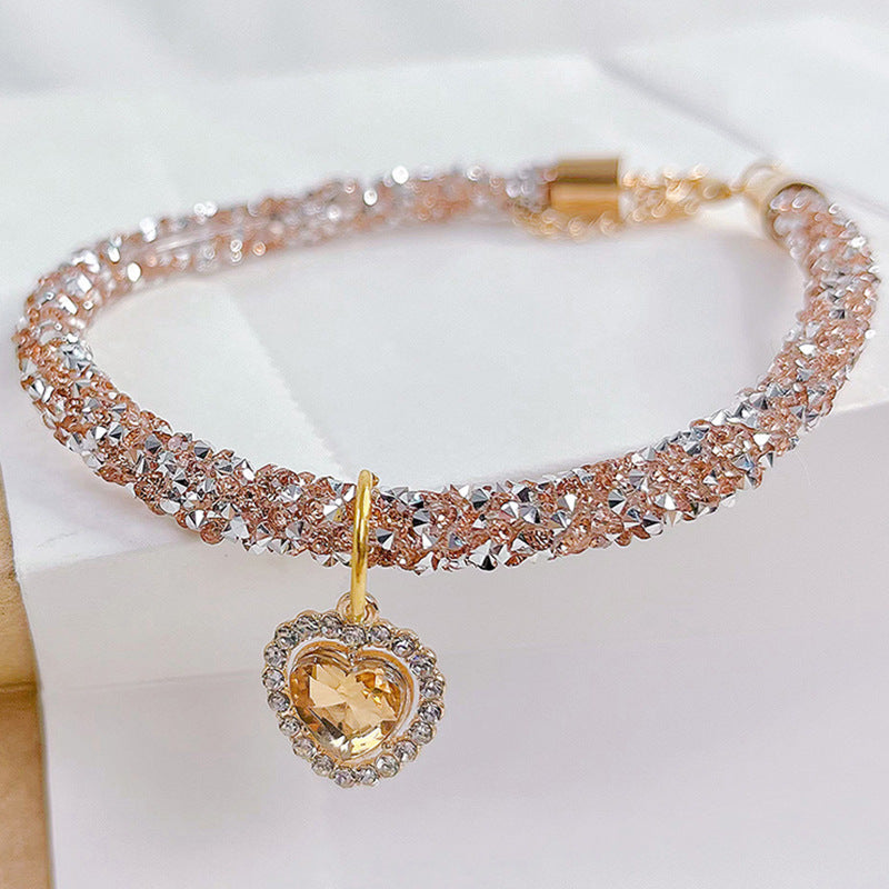 KFX-0614717 Cat Collar with Heart Jewel Pendant and Rhinestone Accents