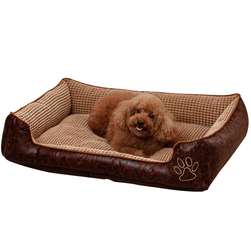 KFX-0616125 Detachable and Washable Dog Cat Mat Bed in Coffee and Beige with Anti-Skid Bottom