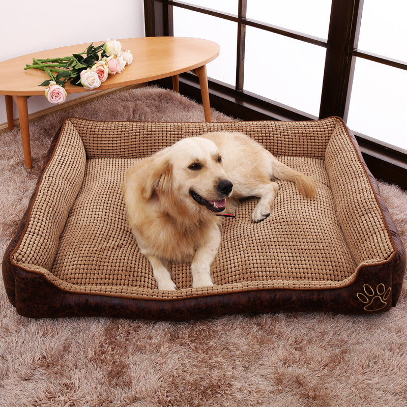 KFX-0616125 Detachable and Washable Dog Cat Mat Bed in Coffee and Beige with Anti-Skid Bottom