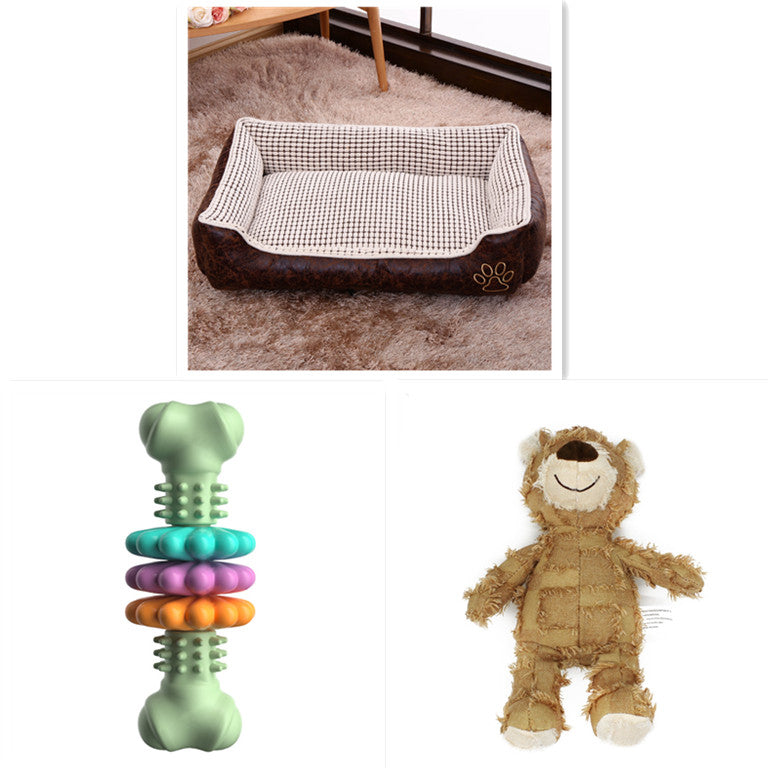 KFX-0616125 Detachable and Washable Dog Cat Mat Bed in Coffee and Beige with Anti-Skid Bottom