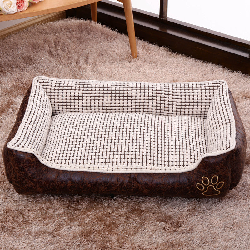 KFX-0616125 Detachable and Washable Dog Cat Mat Bed in Coffee and Beige with Anti-Skid Bottom