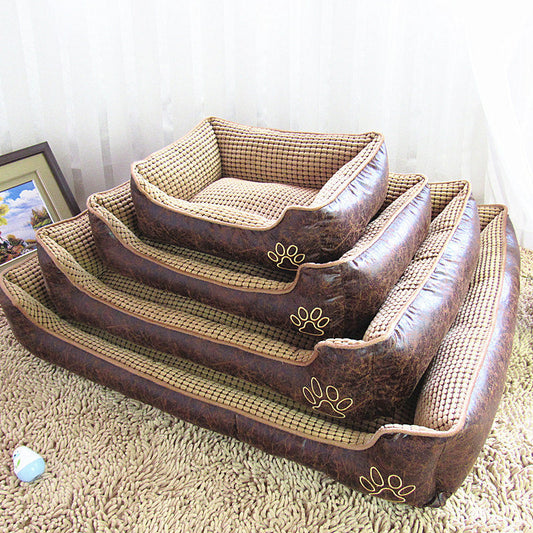 KFX-0616125 Detachable and Washable Dog Cat Mat Bed in Coffee and Beige with Anti-Skid Bottom