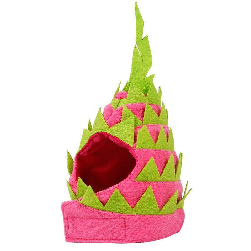 KFX-0616893 Pitaya Fruit Pet Hat for Dogs and Cats - Soft Velvet Costume Headgear for Halloween Celebrations