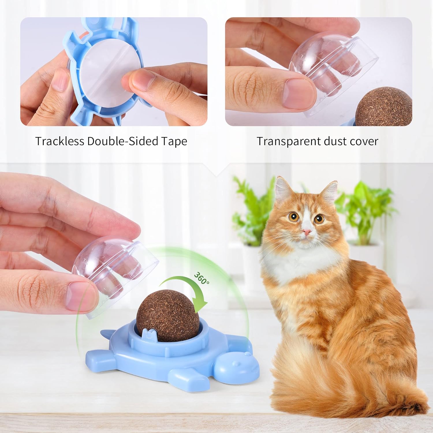 KFX-0619325 Organic Catnip Ball with Silvervine for Indoor Cats - Edible Plant-Based Cat Toy for Stress Relief and Fresh Breath