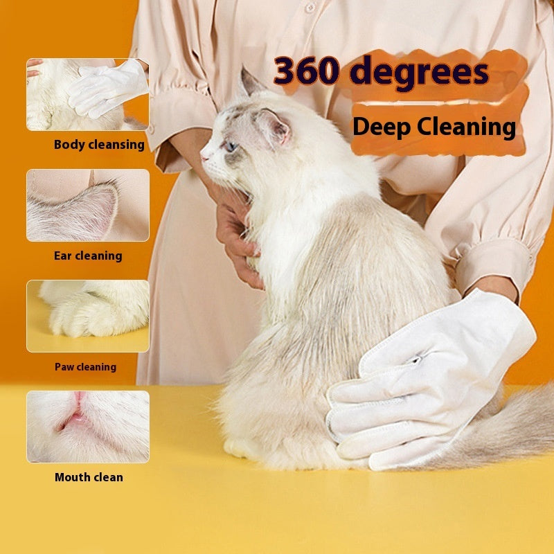 KFX-0619709 Pet Cleaning Gloves - Disposable Wipes for Dogs and Cats, Non-Woven Fabric, 1 Pack of 6 Pieces