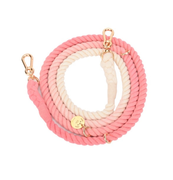 KFX-0619837 Multifunctional Rainbow Gradient Cotton Dog Traction Rope with Hand-Woven Collar Options