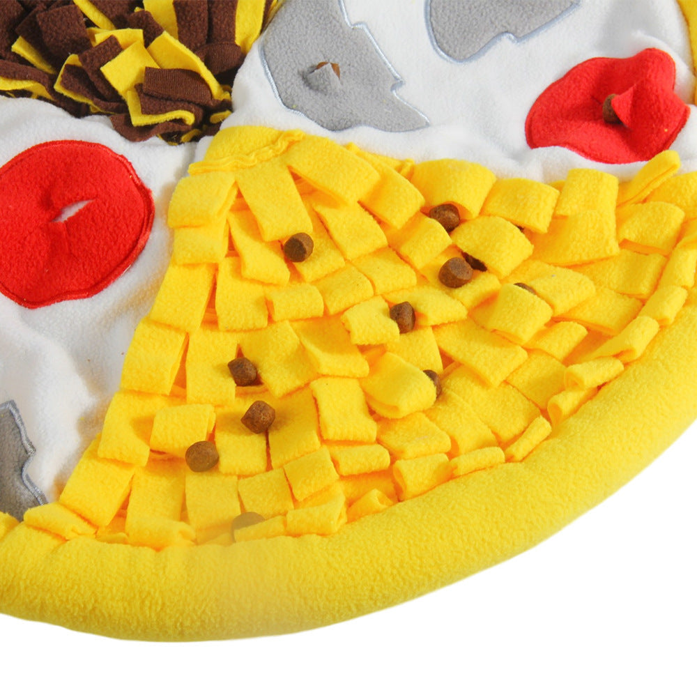 KFX-0622653 Pet Bite-Resistant Sniffing Mat in Pizza Design - Plush Material, 50cm Diameter