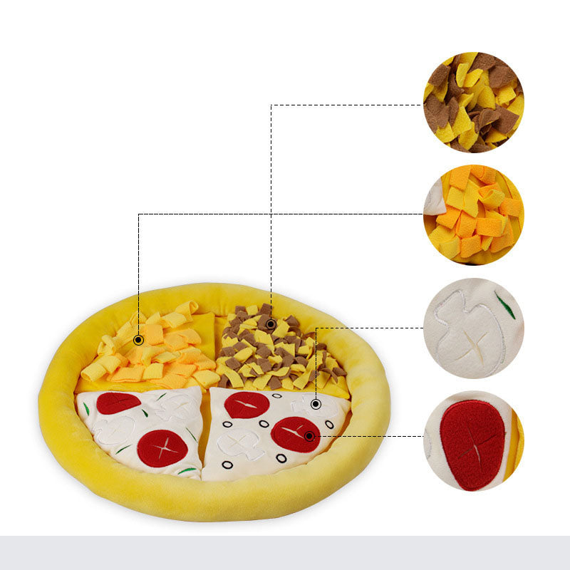 KFX-0622653 Pet Bite-Resistant Sniffing Mat in Pizza Design - Plush Material, 50cm Diameter