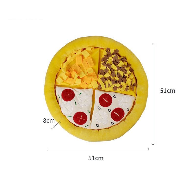KFX-0622653 Pet Bite-Resistant Sniffing Mat in Pizza Design - Plush Material, 50cm Diameter