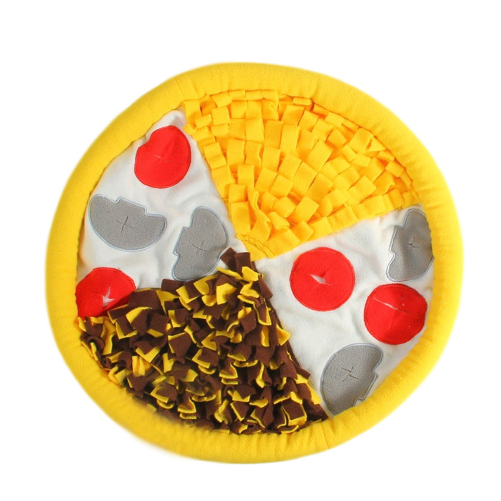 KFX-0622653 Pet Bite-Resistant Sniffing Mat in Pizza Design - Plush Material, 50cm Diameter