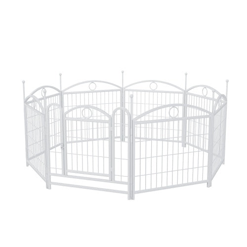 KFX-0623293 Indoor 8-Panel Metal Dog Playpen, 24-Inch High, Foldable with Door, Heavy Duty Iron for Pets