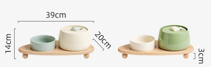 KFX-0623677 Ceramic Automatic Circulating Water Dispenser with Filter and Grain Bowl for Cats