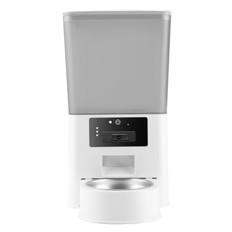 KFX-0623805 Smart Pet Feeder with Video and Voice Call Functionality, Timed Food & Water Dispenser, Stainless Steel Bowl