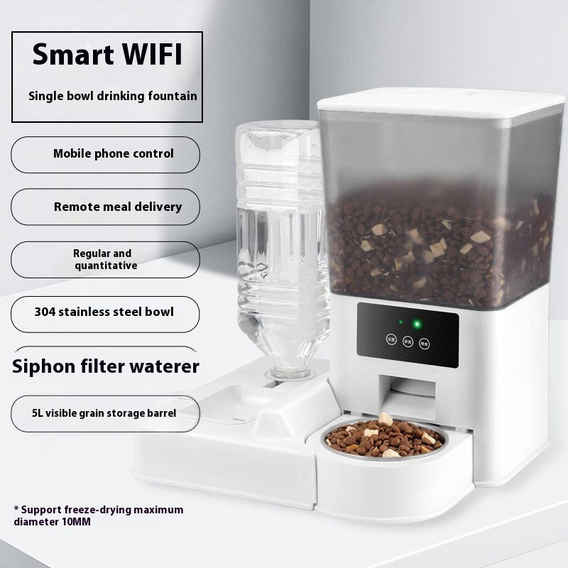 KFX-0623805 Smart Pet Feeder with Video and Voice Call Functionality, Timed Food & Water Dispenser, Stainless Steel Bowl