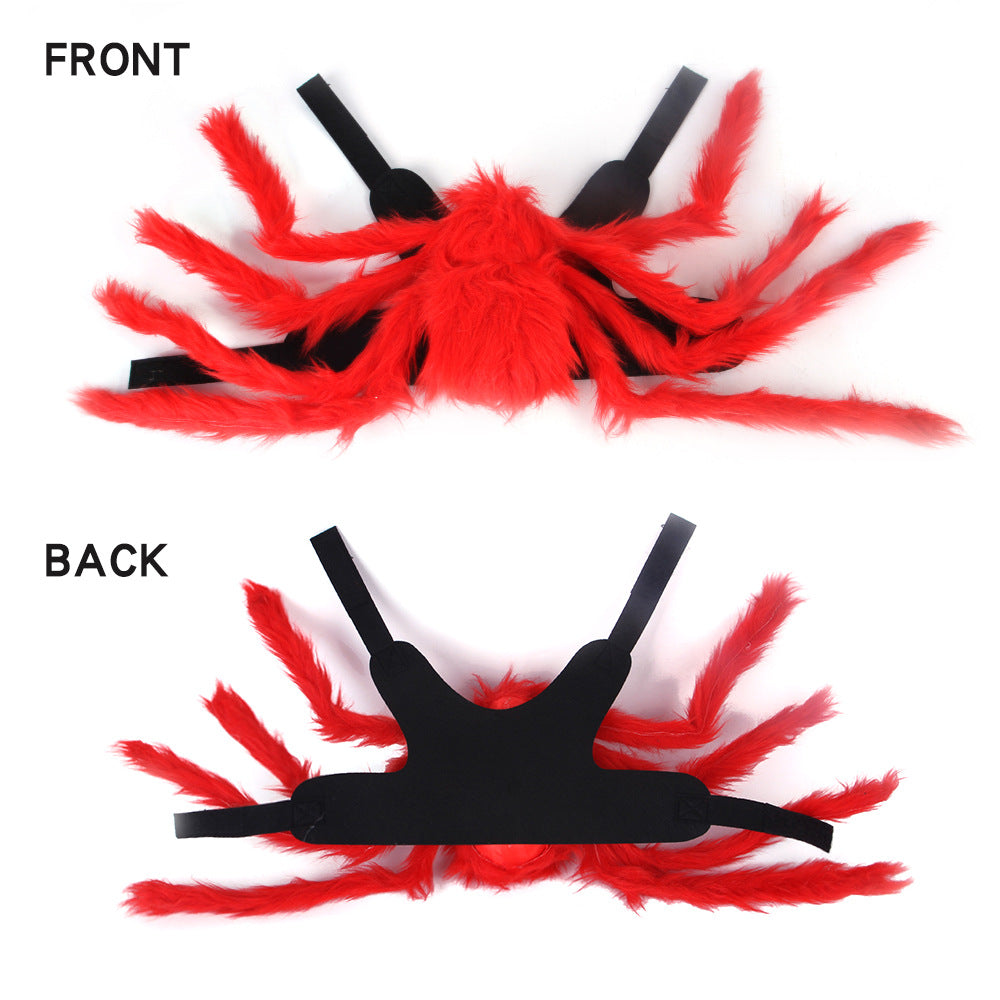 KFX-0625213 Spider Costume for Pets - Adorable Halloween Outfit for Cats and Dogs in Red and Black Cotton
