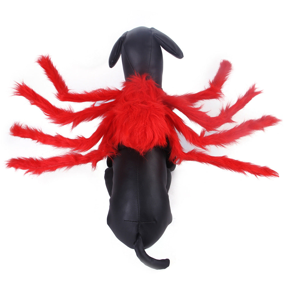 KFX-0625213 Spider Costume for Pets - Adorable Halloween Outfit for Cats and Dogs in Red and Black Cotton