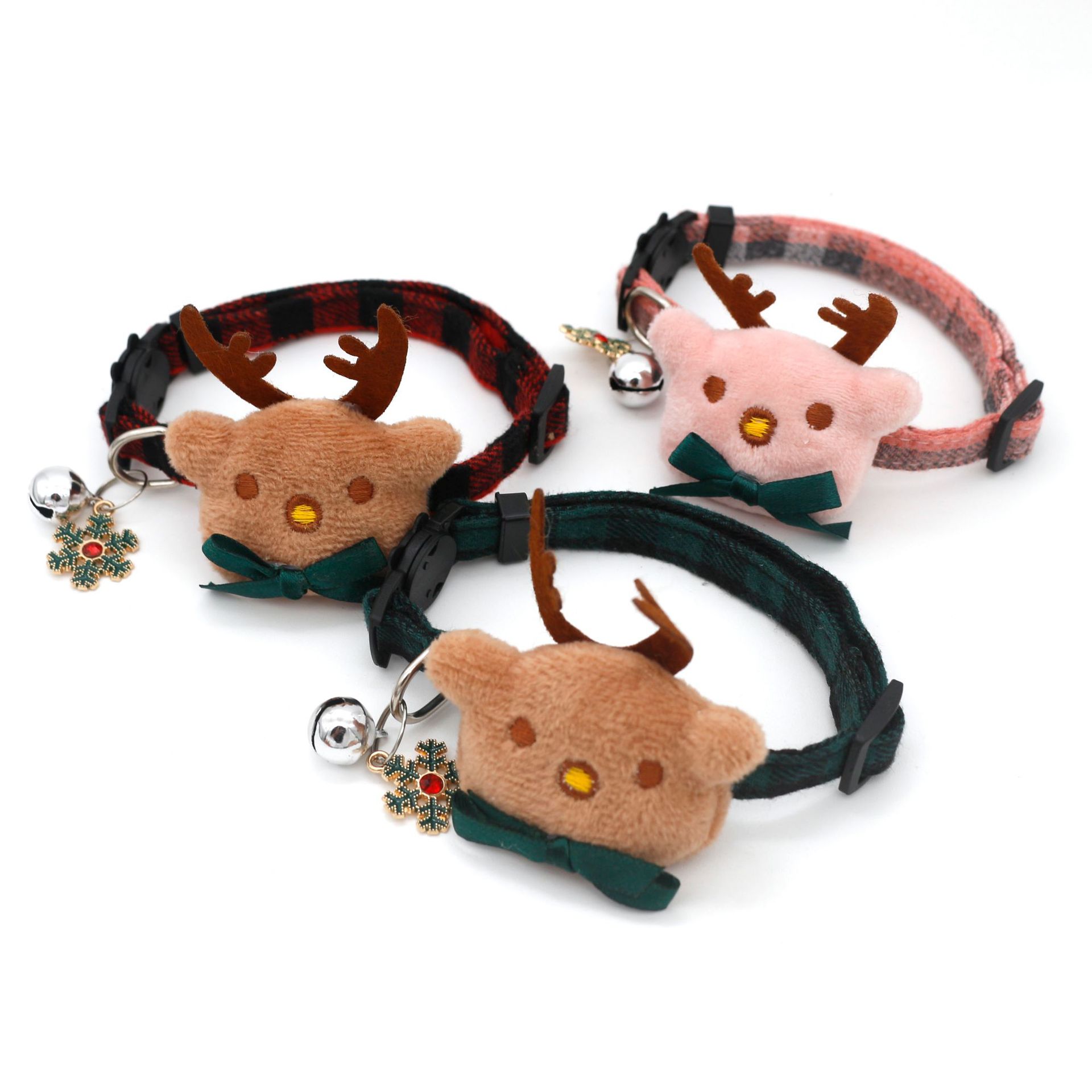KFX-0625597 Plaid Cotton Dog Bow Collar for Christmas and Halloween Celebrations