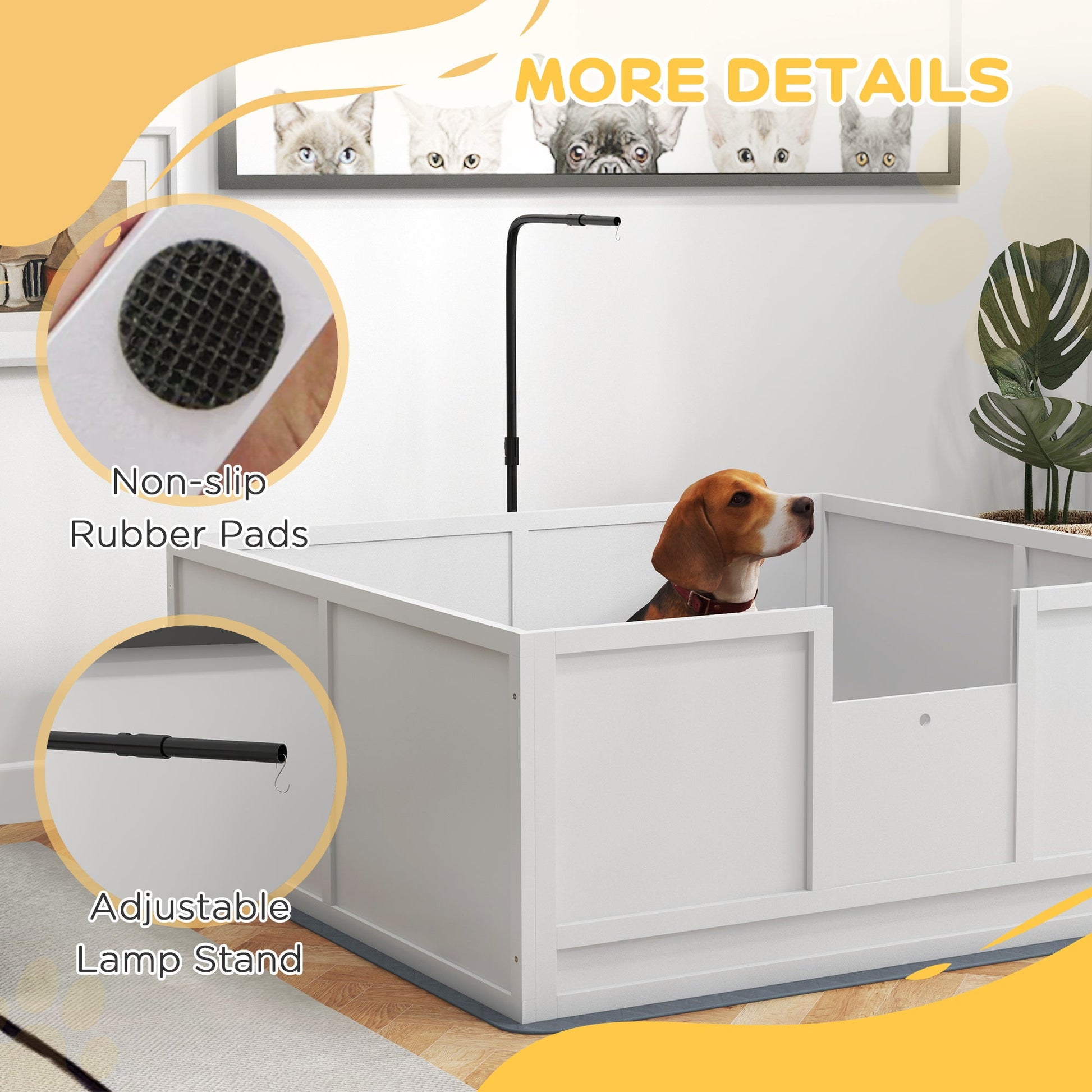 KFX-0629053 Whelping Box with Adjustable Door and Pig Rail for Safe Puppy Birth, 49" x 48"