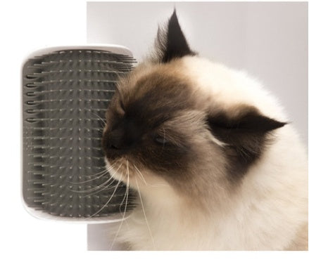 KFX-0629181 Cat Self-Grooming Wall Brush with Catnip - Durable Plastic, Soft Massage Design