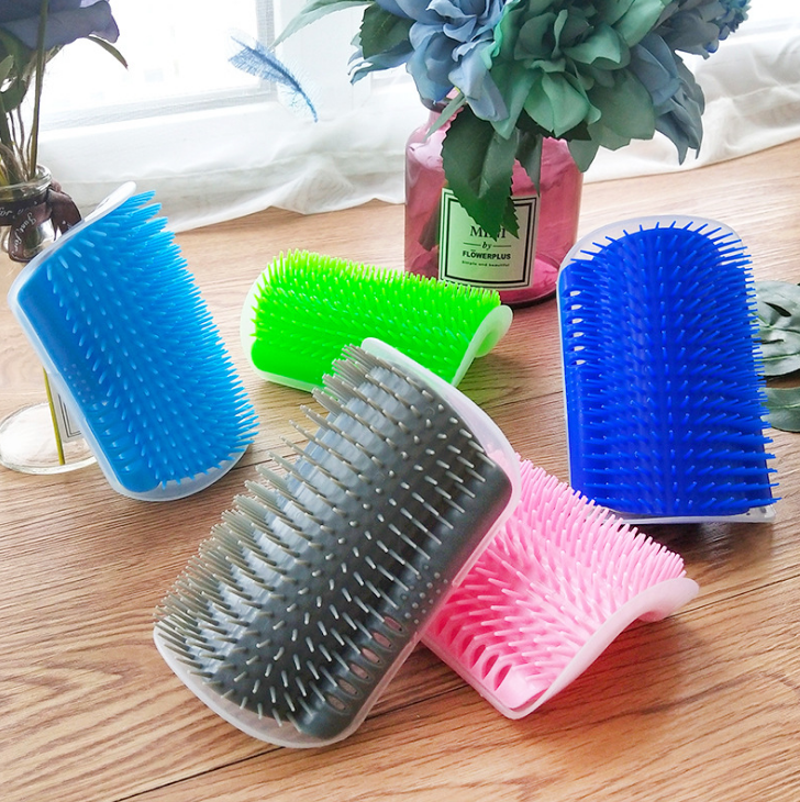 KFX-0629181 Cat Self-Grooming Wall Brush with Catnip - Durable Plastic, Soft Massage Design