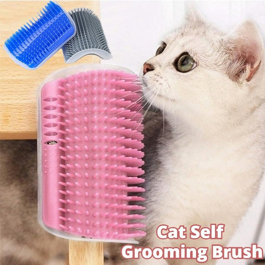 KFX-0629181 Cat Self-Grooming Wall Brush with Catnip - Durable Plastic, Soft Massage Design