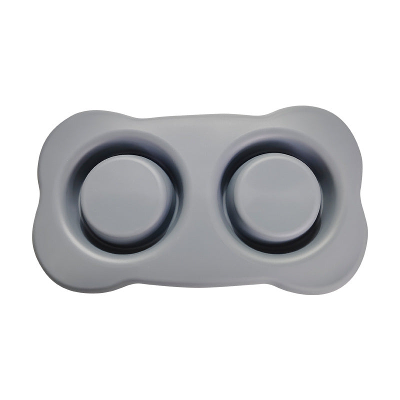 KFX-0629565 Silicone Double Dog Bowl with Stainless Steel Insert - Large and Small Sizes Available