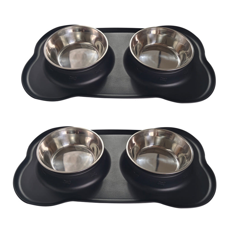 KFX-0629565 Silicone Double Dog Bowl with Stainless Steel Insert - Large and Small Sizes Available