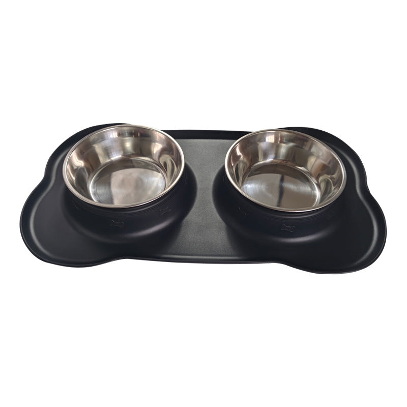 KFX-0629565 Silicone Double Dog Bowl with Stainless Steel Insert - Large and Small Sizes Available