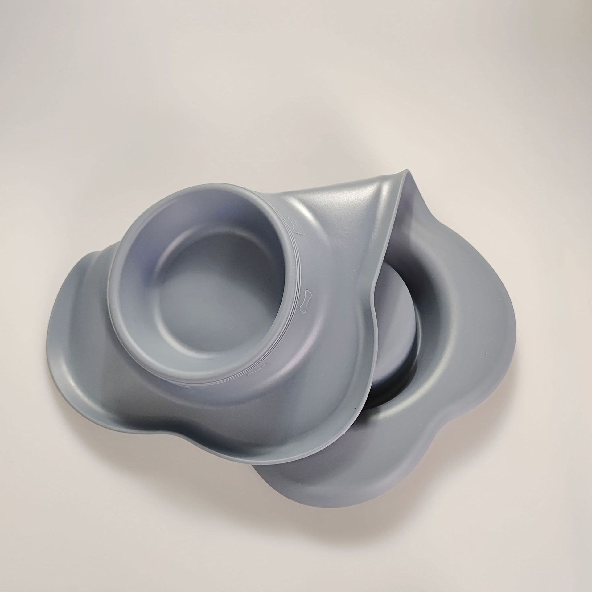 KFX-0629565 Silicone Double Dog Bowl with Stainless Steel Insert - Large and Small Sizes Available