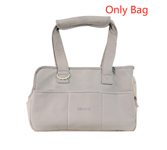 KFX-0629821 Small Dog Hand Messenger Bag in Beige - Nylon Canvas, Lightweight Design, Compact Size