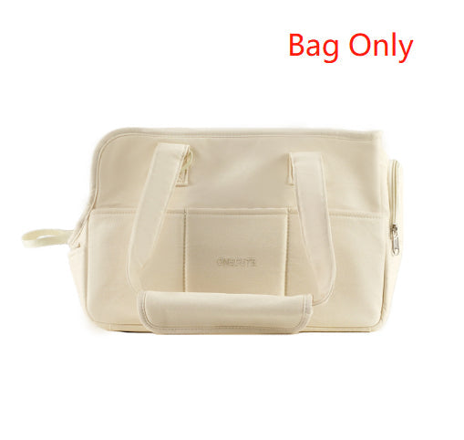 KFX-0629821 Small Dog Hand Messenger Bag in Beige - Nylon Canvas, Lightweight Design, Compact Size