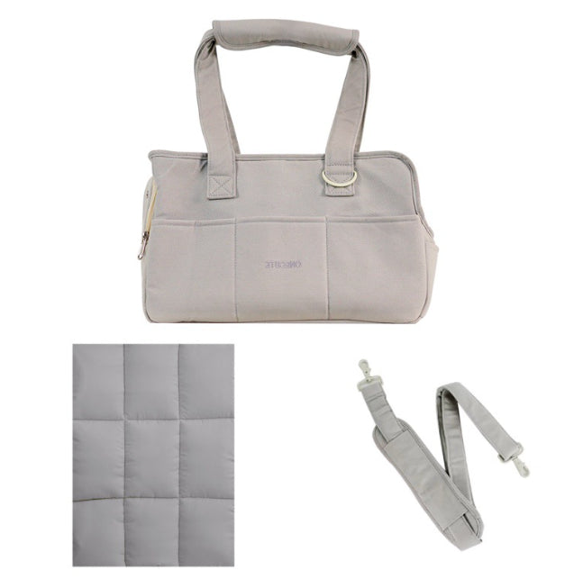 KFX-0629821 Small Dog Hand Messenger Bag in Beige - Nylon Canvas, Lightweight Design, Compact Size