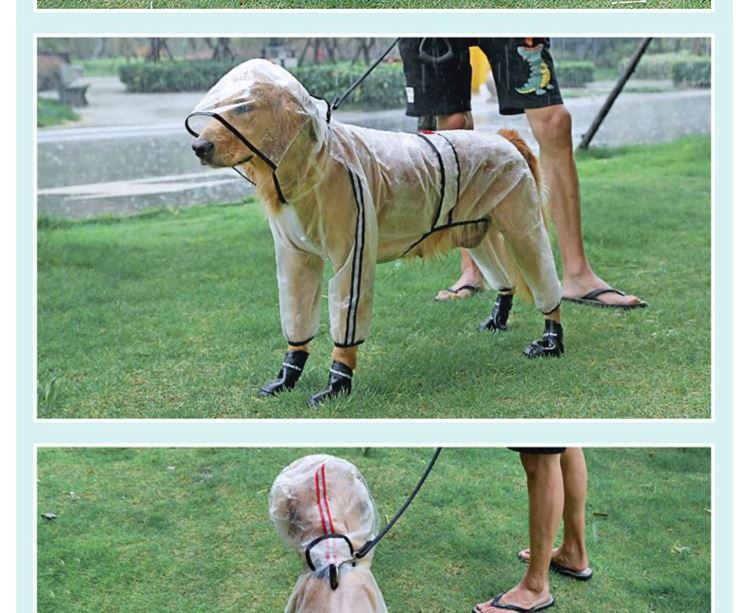 KFX-0631741 Waterproof Transparent Raincoat for Large Dogs - Casual Pet Clothing in Various Sizes